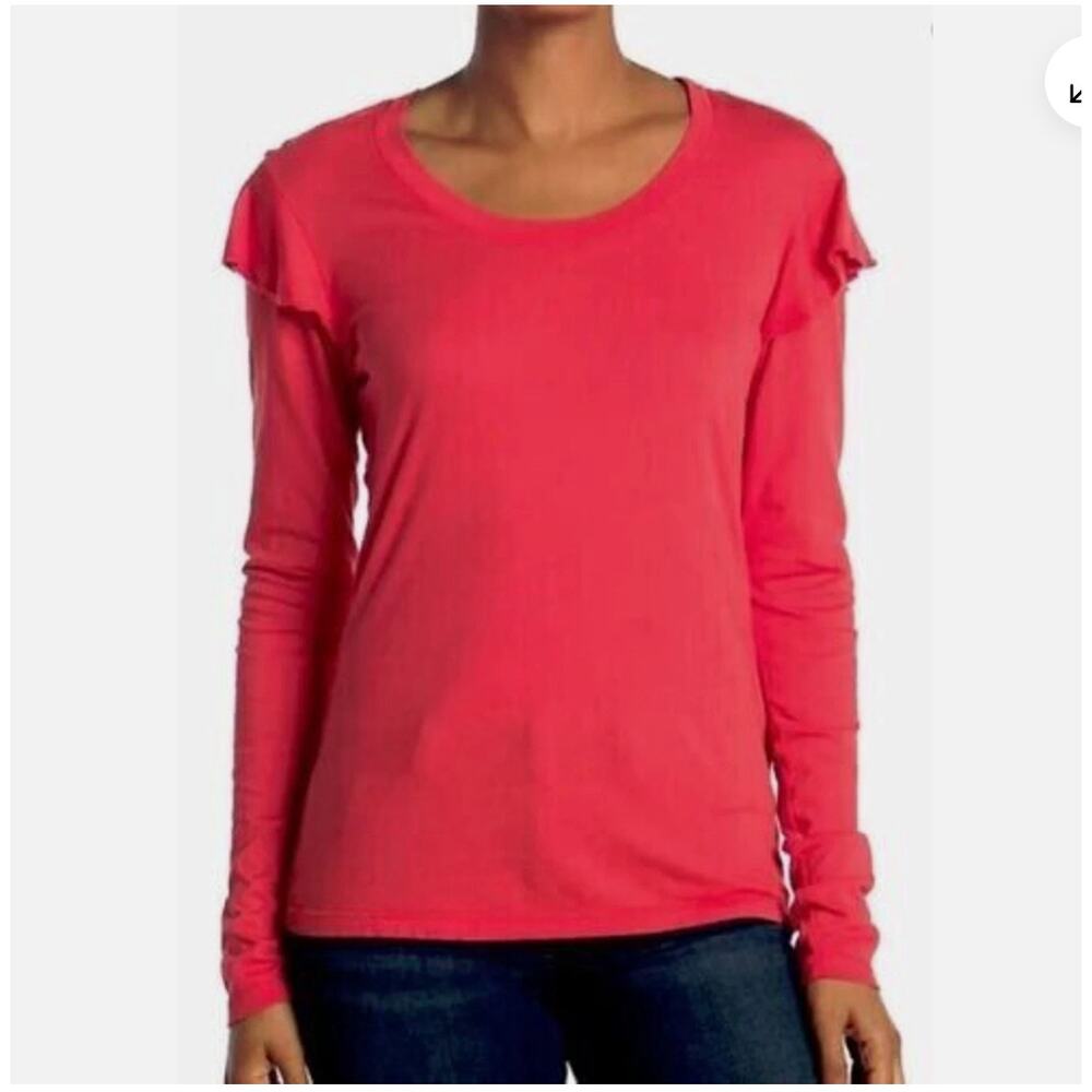 Sundry Cherry Red Ruffle Long Sleeve Tee NWT Size 2 (Medium)